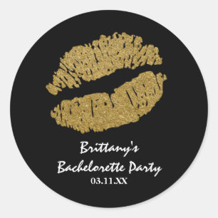 Gold Faux Sparkle Lips Kiss Party Favour Sticker