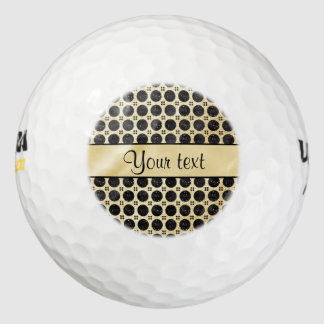 Gold Faux & Sparkly Black Glitter Spots Golf Balls