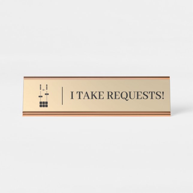 Gold Faux Wedding DJ Desk Name Plate (Front)