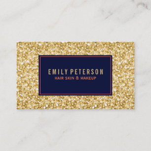 Gold Fax Glitter With Black And Coral Red Accents Business Card