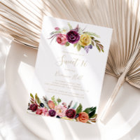 Gold Feather Boho Floral Sweet 16 Birthday Party 