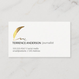 Gold Feather Pen Business Card