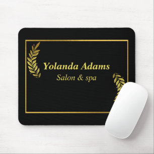 Gold feathers and border black mouse mat