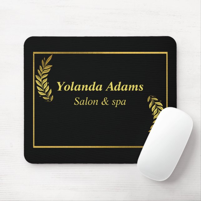Gold feathers and border black mouse mat (With Mouse)