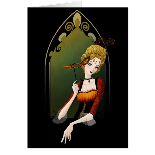 Gold Feathers, Black Lace - Card (Front)