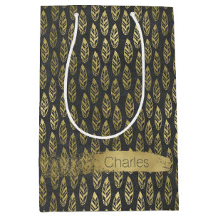 Gold Feathers Custom Gift Bag