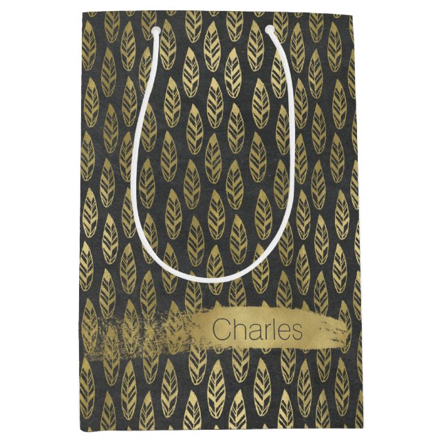 Gold Feathers Custom Gift Bag (Front)