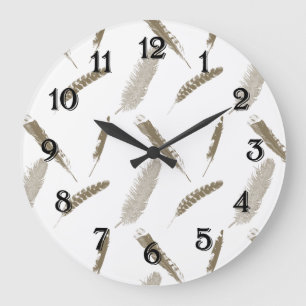 Gold Feathers Large Clock