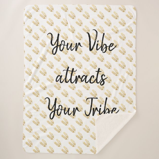 Gold Feathers Sherpa Blanket (Front)