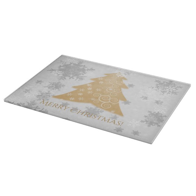 Gold Festive Christmas Tree Cutting Board (Corner)
