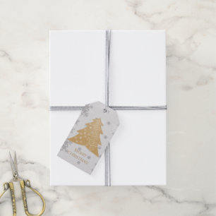Gold Festive Christmas Tree Gift Tag