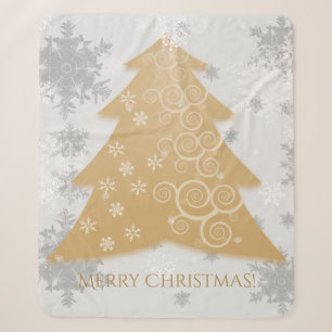 Gold Festive Christmas Tree Sherpa Blanket