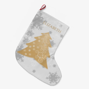 Gold Festive Christmas Tree Stocking