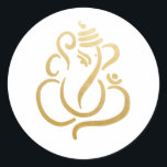 Gold Festive Ganesh | Indian God Classic Round Sticker<br><div class="desc">Gold Festive Ganesh/ Indian God</div>