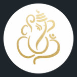 Gold Festive Ganesh | Indian God Classic Round Sticker<br><div class="desc">Gold Festive Ganesh/ Indian God</div>