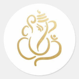Gold Festive Ganesh | Indian God Classic Round Sticker