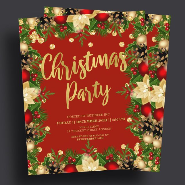 Gold Festive Glitter Christmas Corporate Red  (Gold Festive Glitter Christmas Corporate Red )