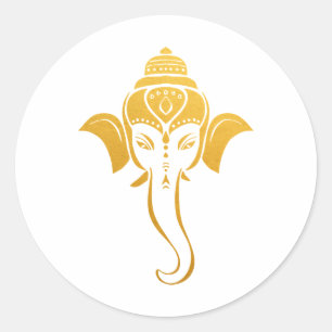 Gold Festive Hindu Wedding Ganesh   Indian God Classic Round Sticker