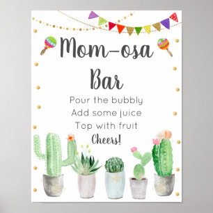 Gold Fiesta Cactus Mum-osa Bar Baby Shower Sign
