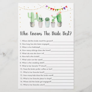 Gold Fiesta Cactus Who Knows The Bride Best Game