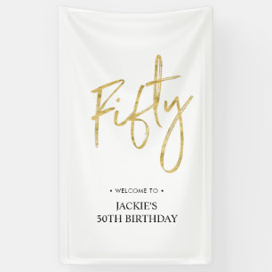 Gold Fifty   50th Birthday Party Welcome Banner