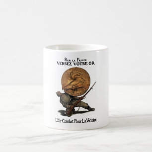 Gold Fights For Victory -- French WW1 Coffee Mug