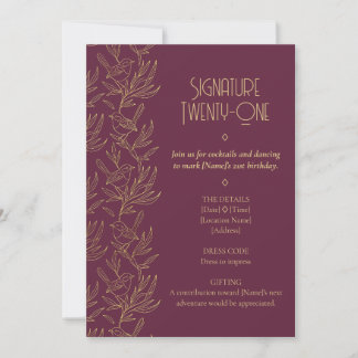 Gold Filigree Art Deco | Fairy Wren 21st Birthday Invitation