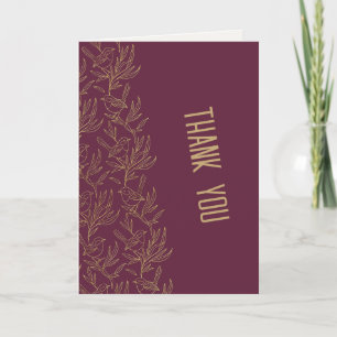 Gold Filigree Art Deco   Fairy Wren Deep Merlot Thank You Card