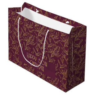 Gold Filigree Art Deco Fairy Wren Merlot Large Gift Bag