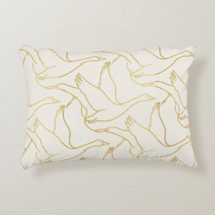 Gold Filigree Art Deco Goose Antique Cream Decorative Cushion