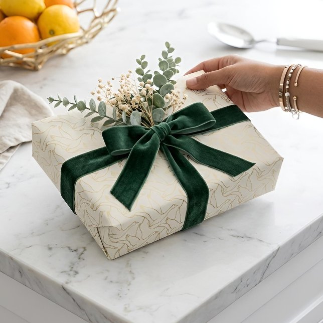 Gold Filigree Art Deco | Goose Antique Cream Wrapping Paper (Luxe Sophisticated Gift)