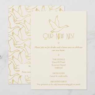 Gold Filigree Art Deco Goose Housewarming Invitation