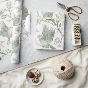 Gold Filigree Art Deco   Sparrow Morning Song Wrapping Paper