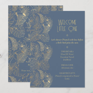 Gold Filigree Art Deco Toucan Baby Shower Invitation
