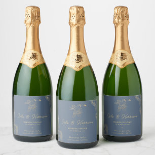 Gold Filigree Art Deco Toucan Custom Wedding Sparkling Wine Label