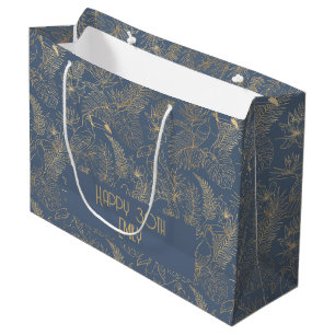 Gold Filigree Art Deco Toucan Estate Grey Custom Large Gift Bag