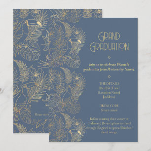 Gold Filigree Art Deco   Toucan Graduation Invitation