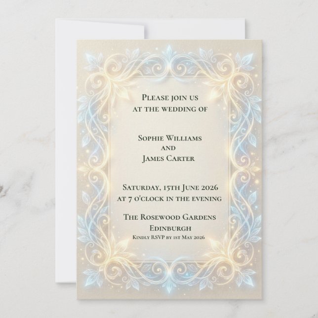 Gold Filigree Botanical Wedding Invitation (Front)
