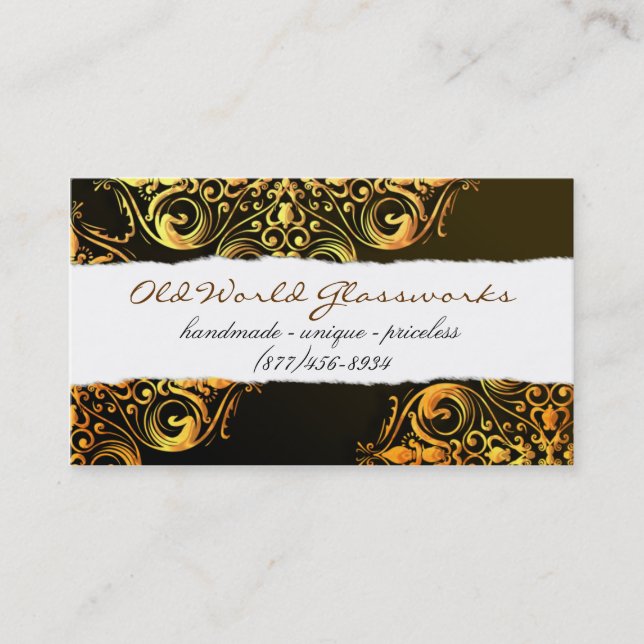 Gold Filigree Business Card (Front)