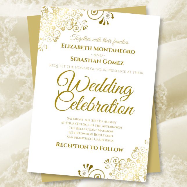 Gold Filigree Chic Elegant Formal Wedding Invitation (Creator Uploaded)