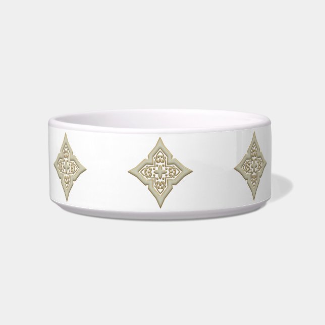 Gold filigree diamond design pet bowls (Front)