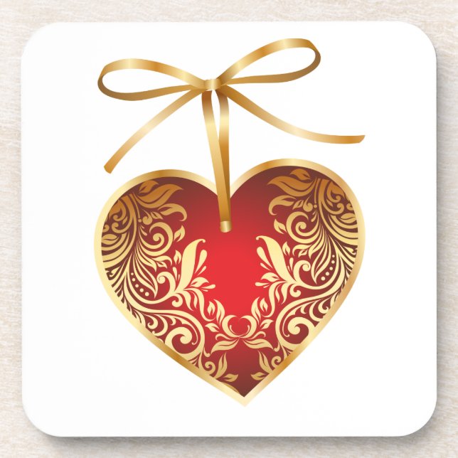 Gold Filigree Heart Coaster (Front)