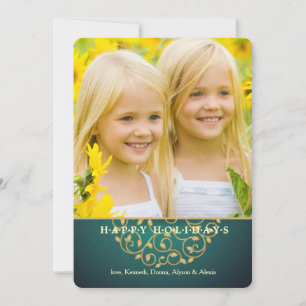 Gold Filigree Holiday Photo Card
