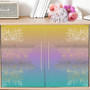 Gold Filigree Intricate Mandala On Pastel Rainbow  Tissue Paper