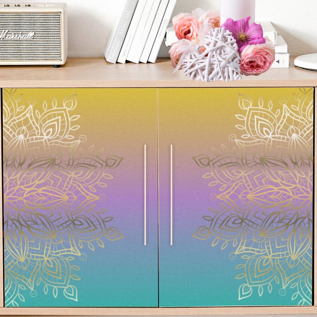 Gold Filigree Intricate Mandala On Pastel Rainbow  Tissue Paper (Creator Uploaded)