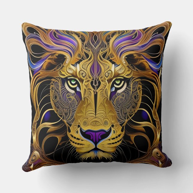 Gold Filigree Lion  Cushion (Back)