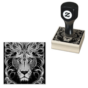 Gold Filigree Lion Rubber Stamp