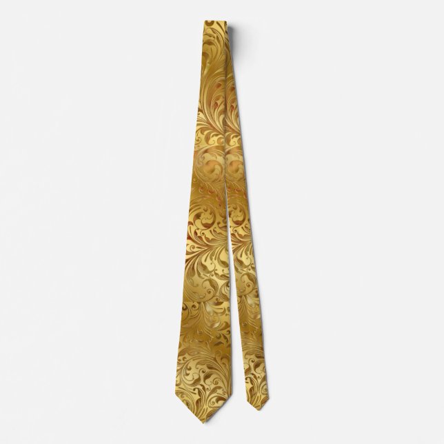 Gold Filigree Metallic Look Tie (Front)
