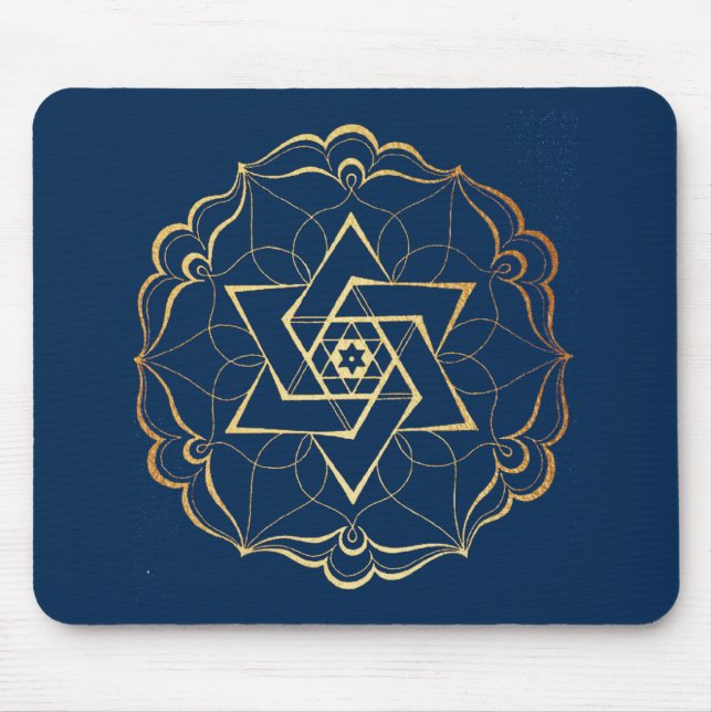 Gold filigree Star of David Mouse Mat (Front)