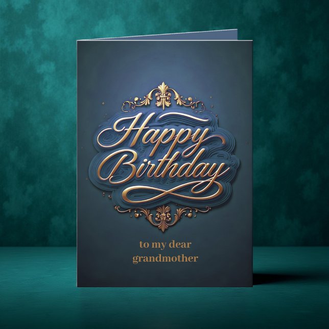 Gold Filigree Swirls and Elegant Script Birthday Card (Creator Uploaded)